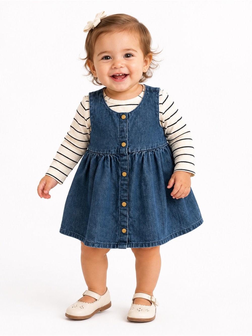 EUC H&M 2 piece Set Classic Denim Button-Front Dress - Blue
